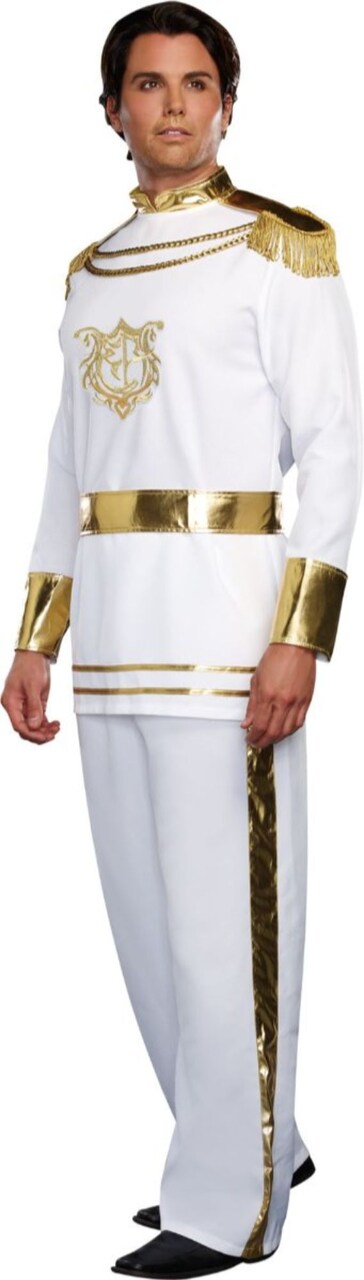 The Costume Center White and Gold Fairytale Prince Men Adult Halloween Costume - Large